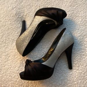 black and silver heels